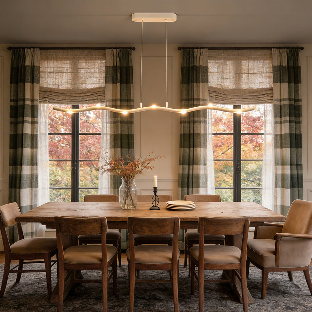 White Branch Wave LED Linear Pendant, Iron Island Ceiling Light