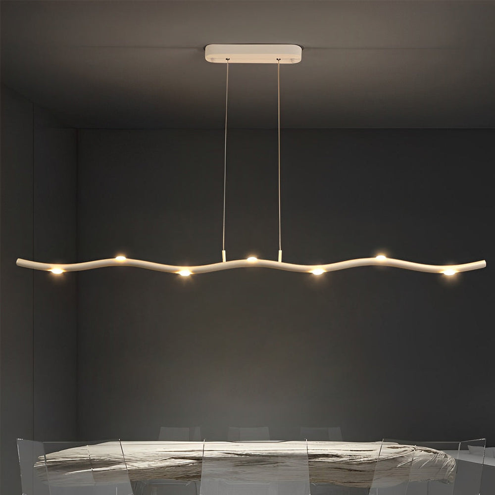 White Branch Wave LED Linear Pendant, Iron Island Ceiling Light