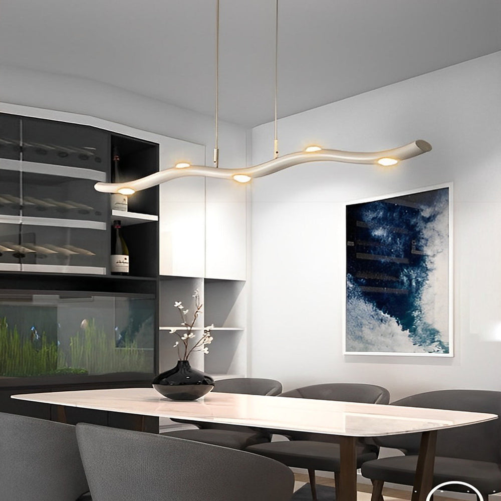 White Branch Wave LED Linear Pendant, Iron Island Ceiling Light