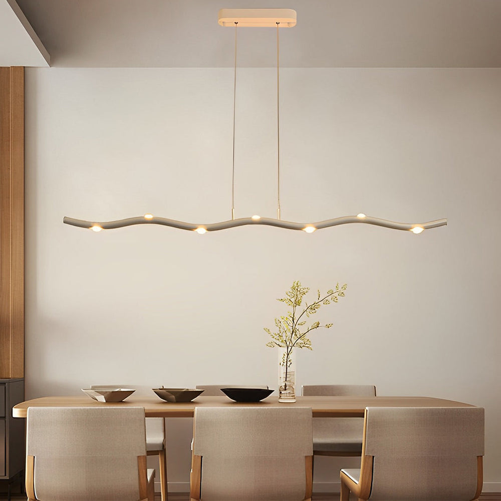 White Branch Wave LED Linear Pendant, Iron Island Ceiling Light