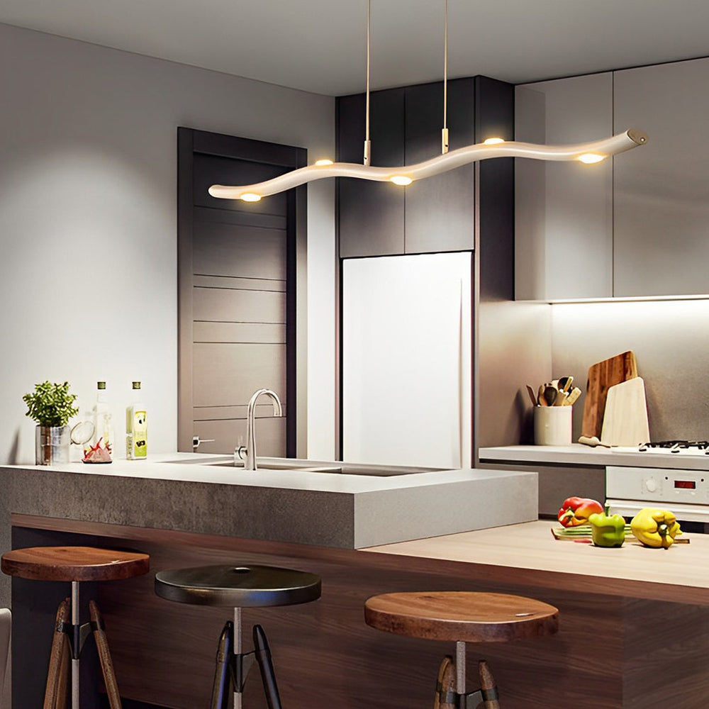 White Branch Wave LED Linear Pendant, Iron Island Ceiling Light