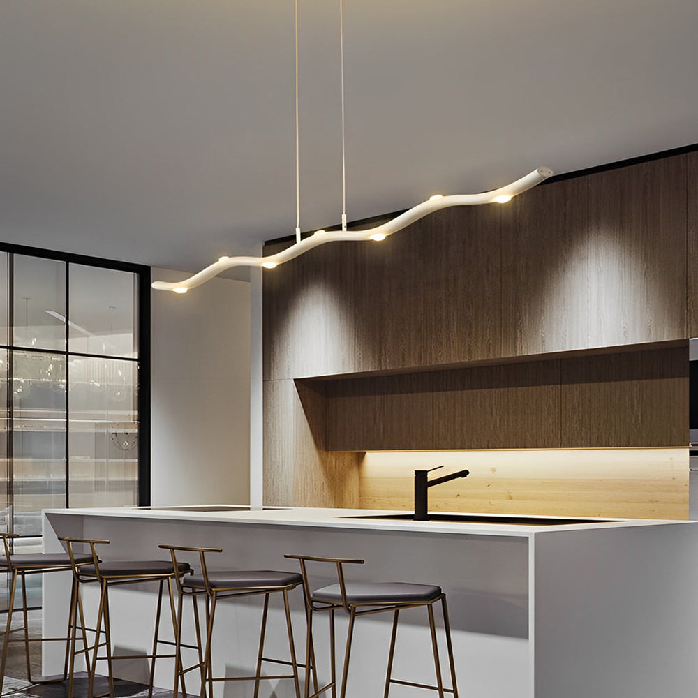 White Branch Wave LED Linear Pendant, Iron Island Ceiling Light