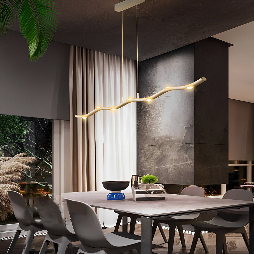 White Branch Wave LED Linear Pendant, Iron Island Ceiling Light