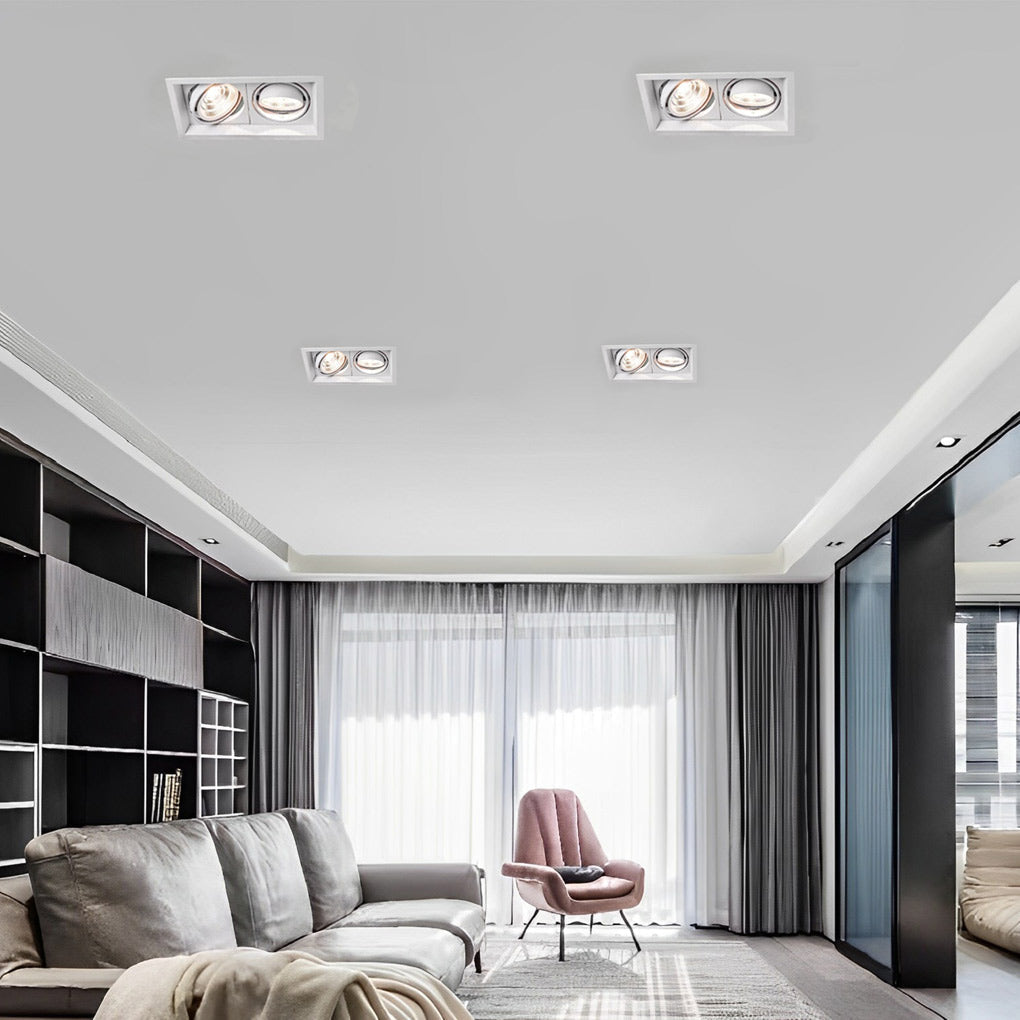 Twin Head Recessed Spotlight, Adjustable Aluminum Ceiling Light 7