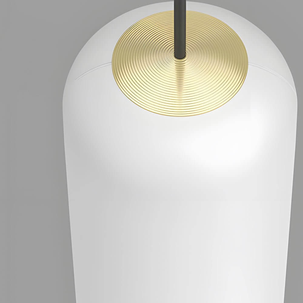 Frosted Capsule Staircase Chandelier, Black Iron LED Long Drop Light 9