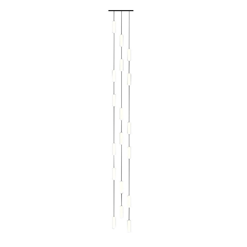 Frosted Capsule Staircase Chandelier, Black Iron LED Long Drop Light 15