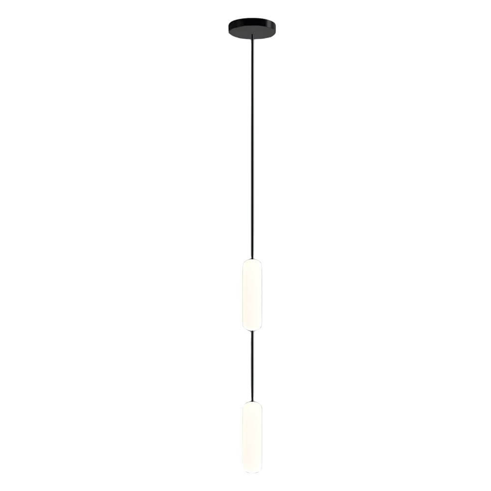 Frosted Capsule Staircase Chandelier, Black Iron LED Long Drop Light 16