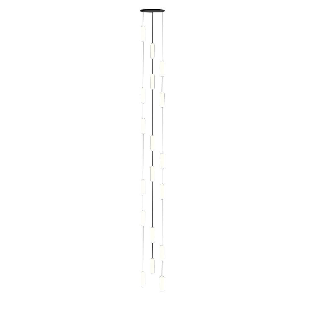 Frosted Capsule Staircase Chandelier, Black Iron LED Long Drop Light 19