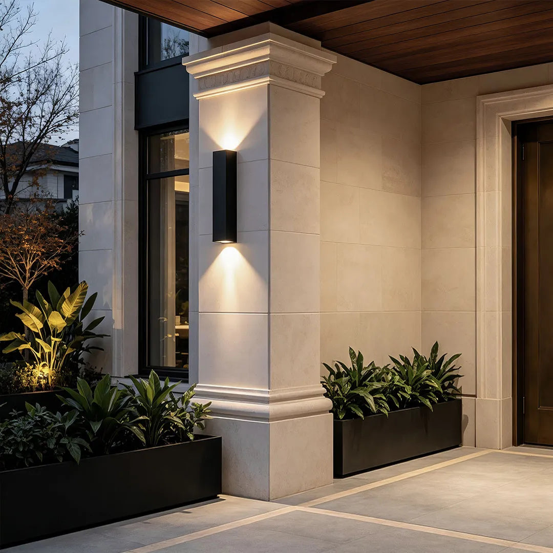 Slim Column Outdoor Wall Light, Black Aluminum Facade Light