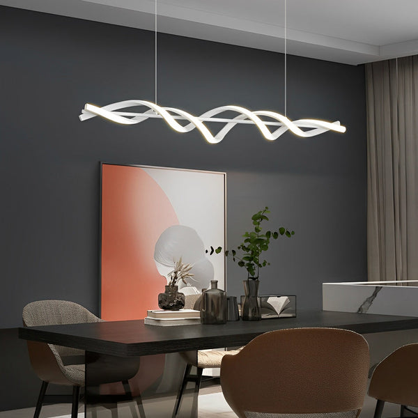 White Spiral LED Linear Pendant