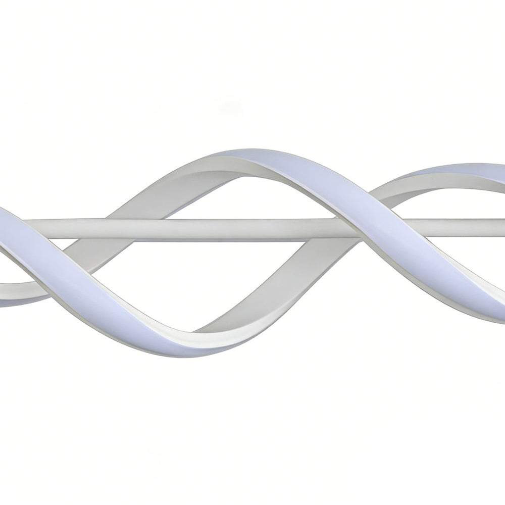 White Spiral LED Linear Pendant, Twisted Silicone Island Light