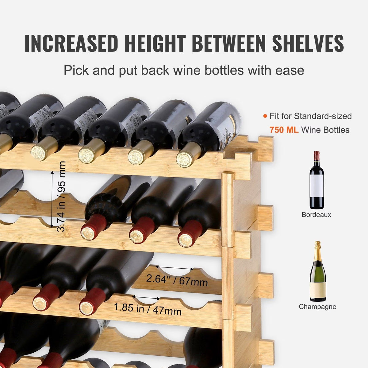 Stackable modular bamboo wine rack