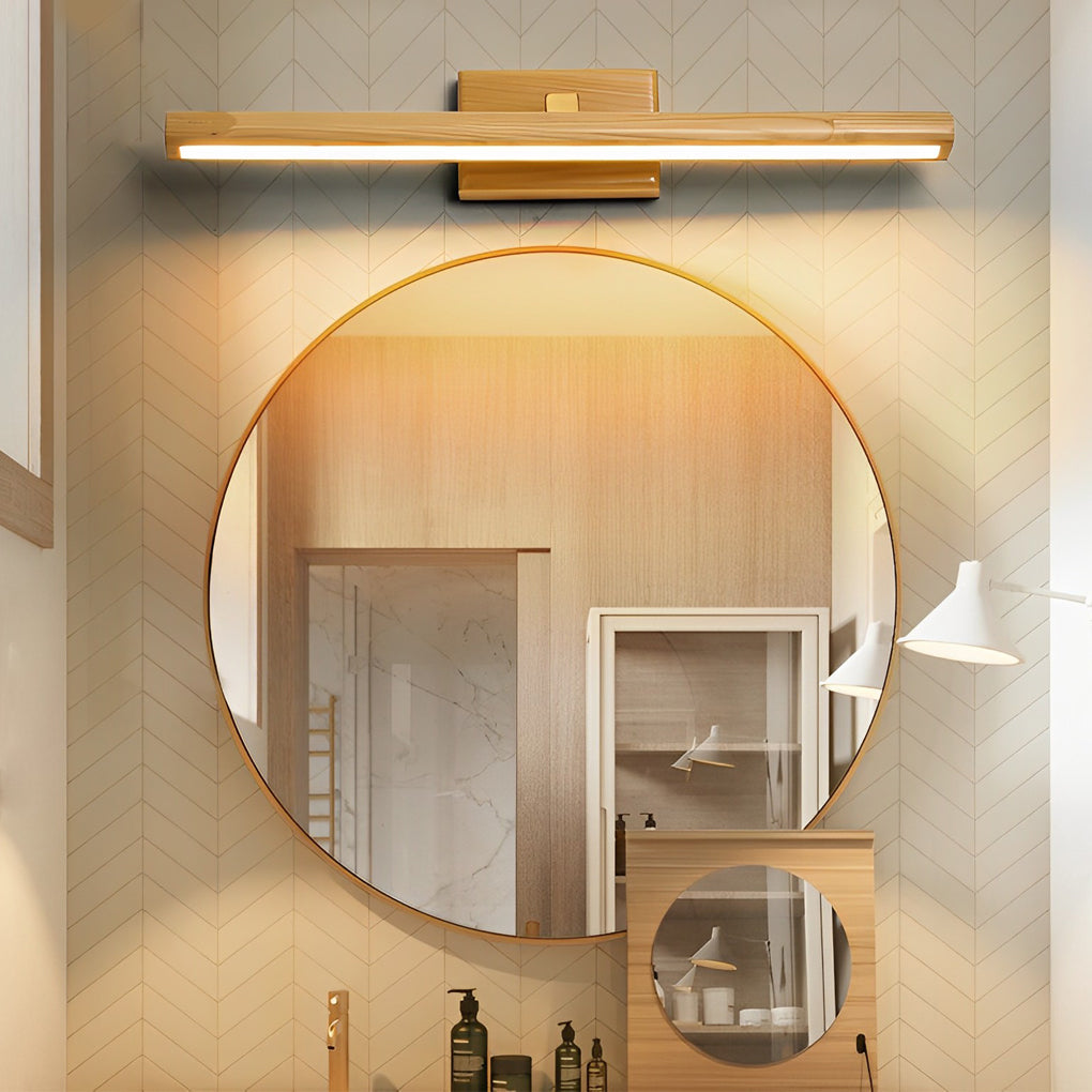 Rotating Wood Vanity Light, Oak or Walnut LED Bath Bar