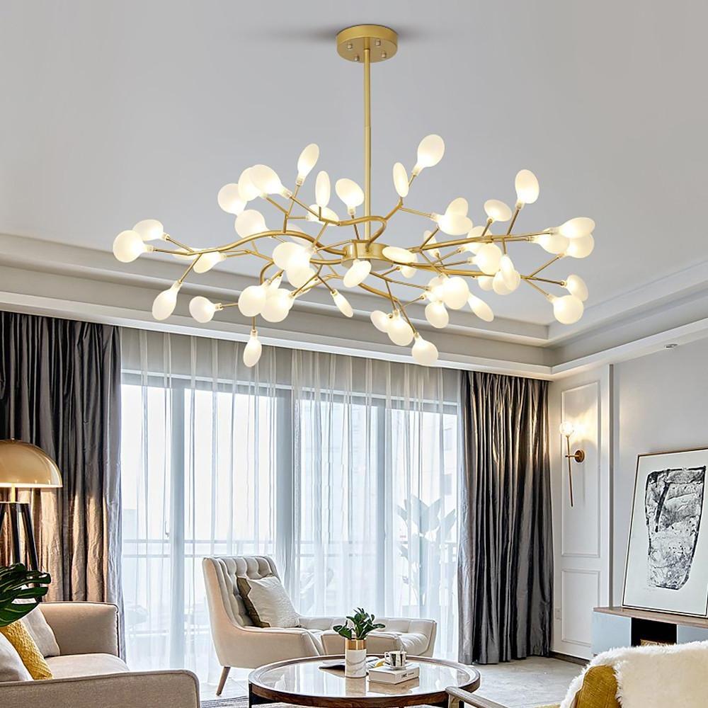 Firefly Branch Chandelier, Gold Metal Modern Ceiling Light 5