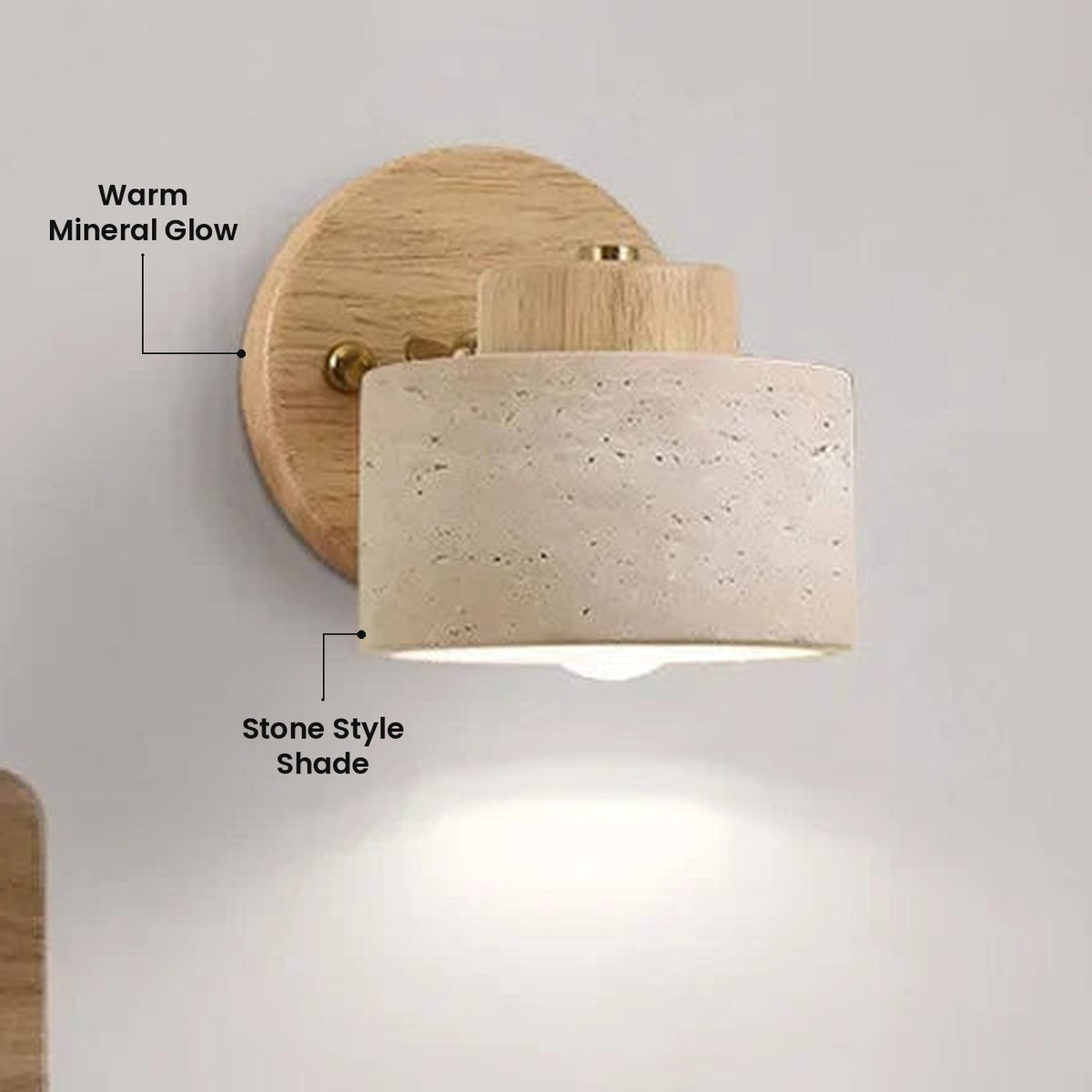 Yellow Cave Stone Wall Sconce: Stone Style Shade, Warm Mineral Glow